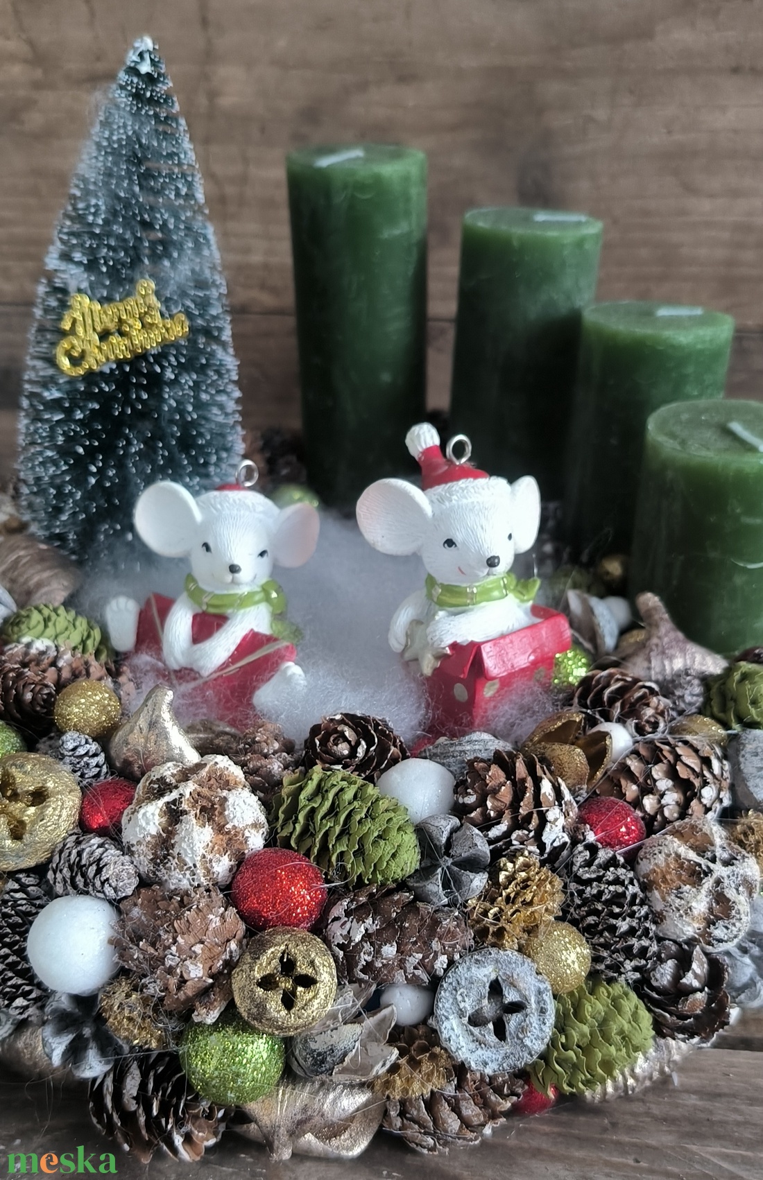 Egérkék karácsonya adventi - karácsony - adventi díszek - adventi asztaldísz - Meska.hu