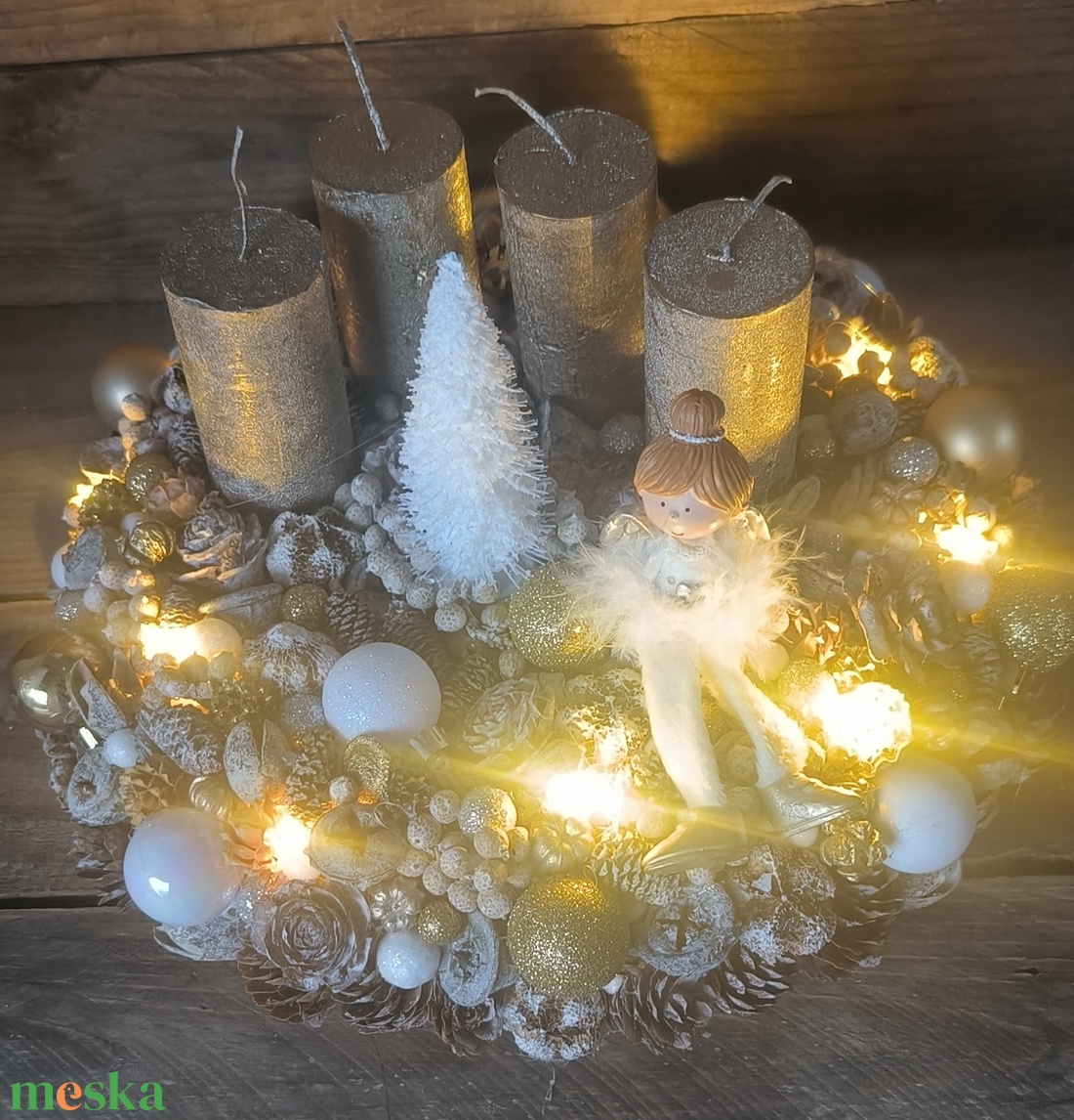 Angyalkás adventi - karácsony - adventi díszek - adventi asztaldísz - Meska.hu