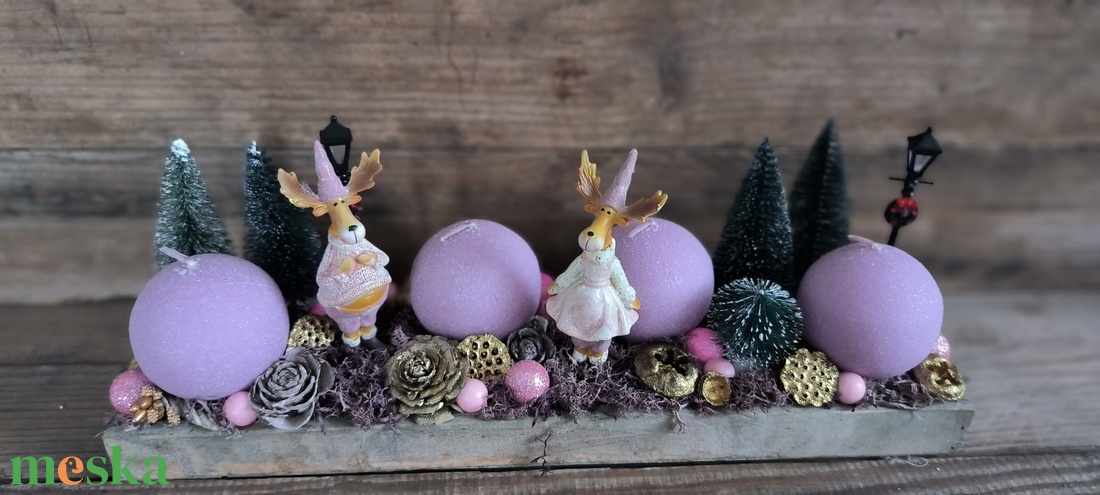 Szarvas pár adventi tál - karácsony - adventi díszek - adventi asztaldísz - Meska.hu