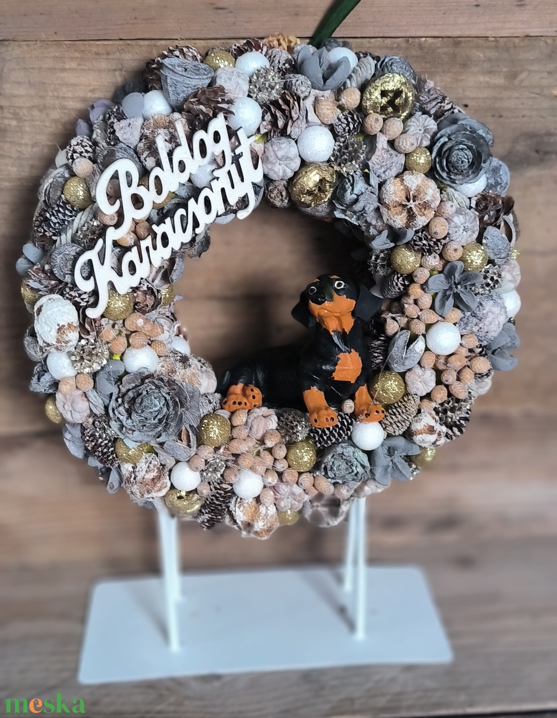 Tacskós téli kopogtató  - otthon & életmód - dekoráció - ajtó- és ablak dekoráció - ajtódísz & kopogtató - Meska.hu