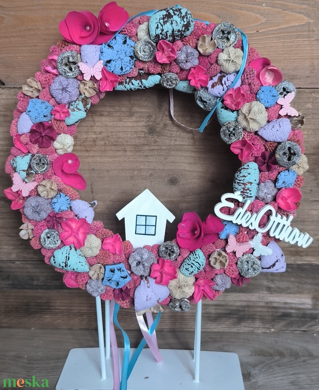 Édes otthon tavaszi kopogtató - otthon & életmód - dekoráció - ajtó- és ablak dekoráció - ajtódísz & kopogtató - Meska.hu