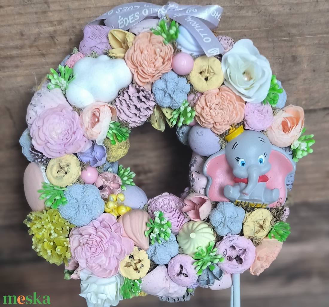 Dumbó tavaszi kopogtató - otthon & életmód - dekoráció - ajtó- és ablak dekoráció - ajtódísz & kopogtató - Meska.hu