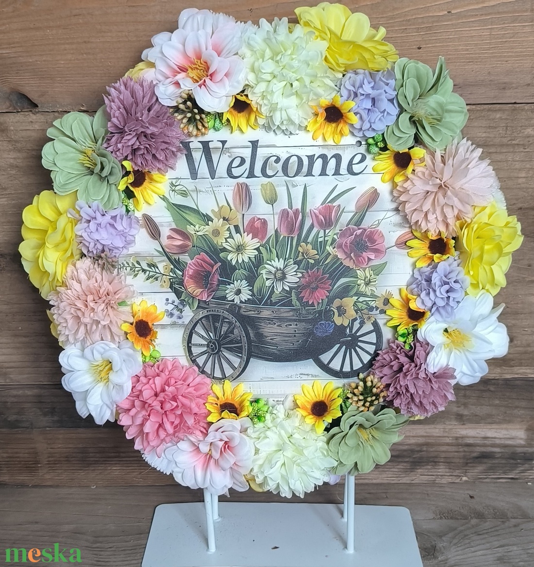 Welcome tavaszi kopogtató - otthon & életmód - dekoráció - ajtó- és ablak dekoráció - ajtódísz & kopogtató - Meska.hu