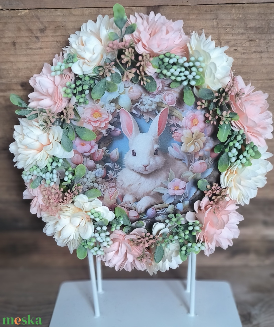 Tavaszi nyuszis kopogtató 24 cm - otthon & életmód - dekoráció - ajtó- és ablak dekoráció - ajtódísz & kopogtató - Meska.hu