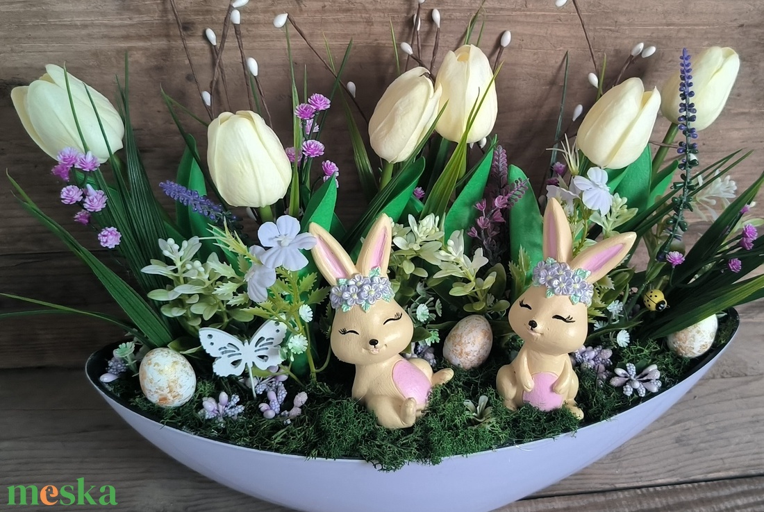 Húsvéti nyuszis csónakdísz - ünnepi díszek, dekorációk - húsvéti díszek és dekorációk - húsvéti asztaldíszek - Meska.hu