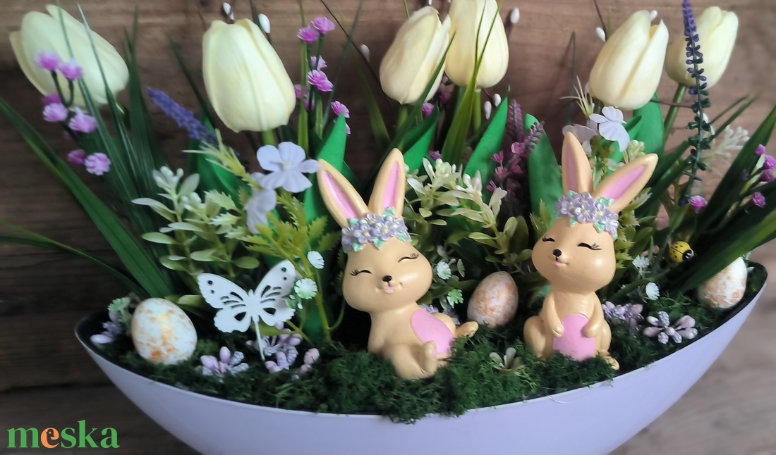 Húsvéti nyuszis csónakdísz - ünnepi díszek, dekorációk - húsvéti díszek és dekorációk - húsvéti asztaldíszek - Meska.hu