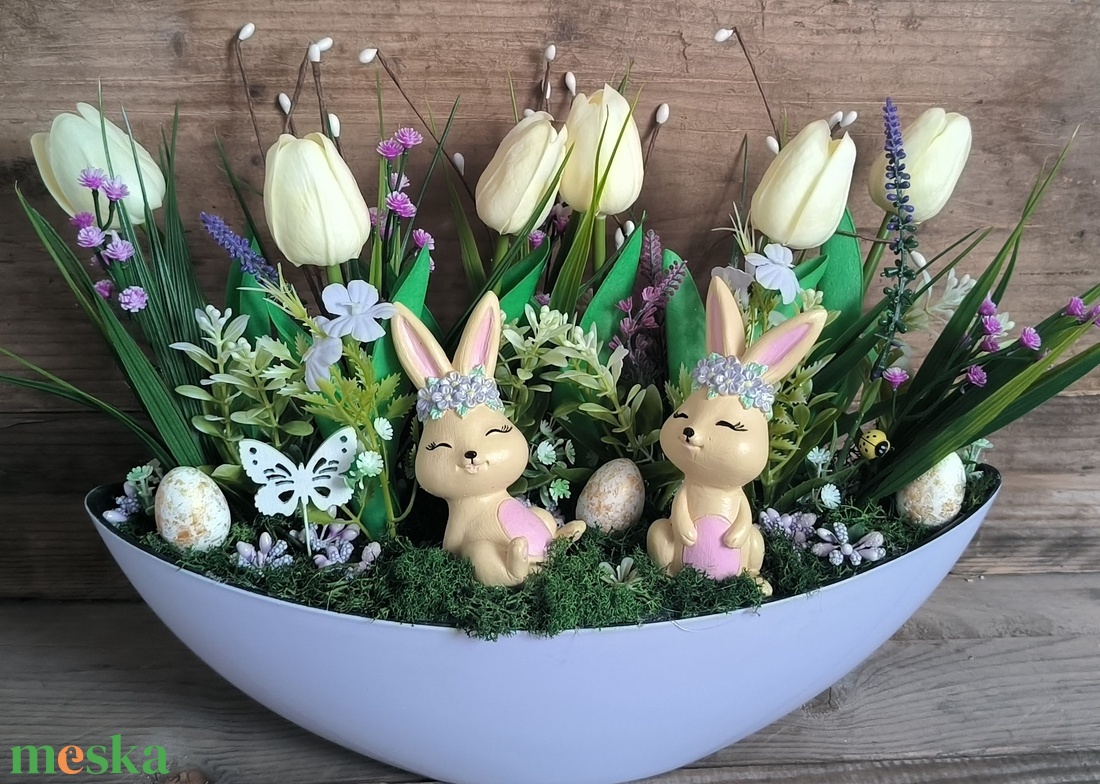 Húsvéti nyuszis csónakdísz - ünnepi díszek, dekorációk - húsvéti díszek és dekorációk - húsvéti asztaldíszek - Meska.hu