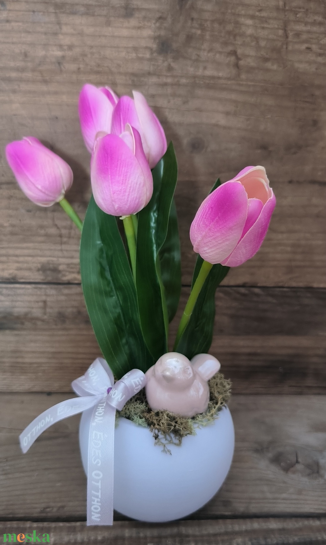 Madárkás tavaszi dísz � lila - otthon & életmód - virágdekoráció - virágdíszek - virágdísz kaspóban - Meska.hu