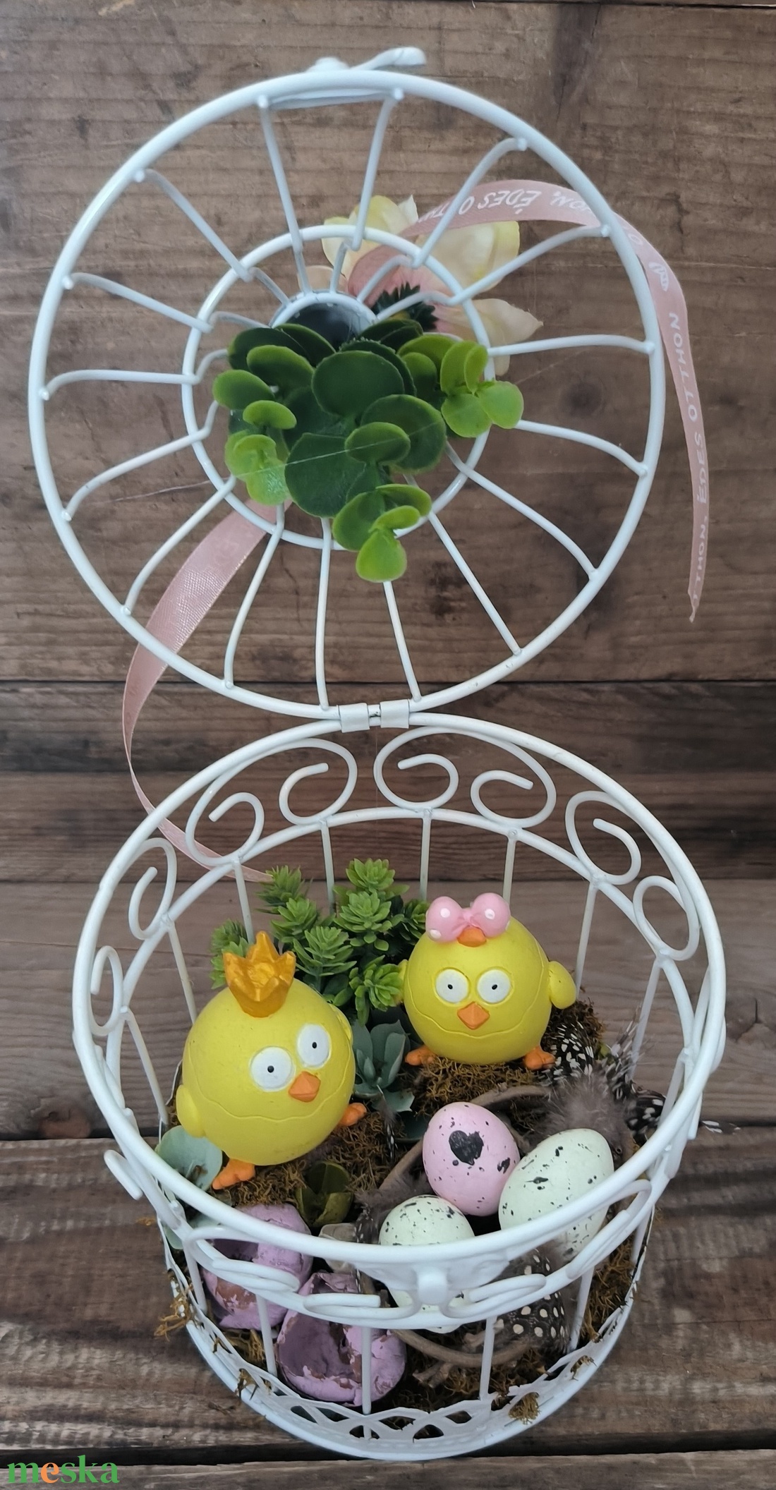Csibék kalitkában tavaszi dekoráció - otthon & életmód - dekoráció - asztal és polc dekoráció - asztaldísz - Meska.hu