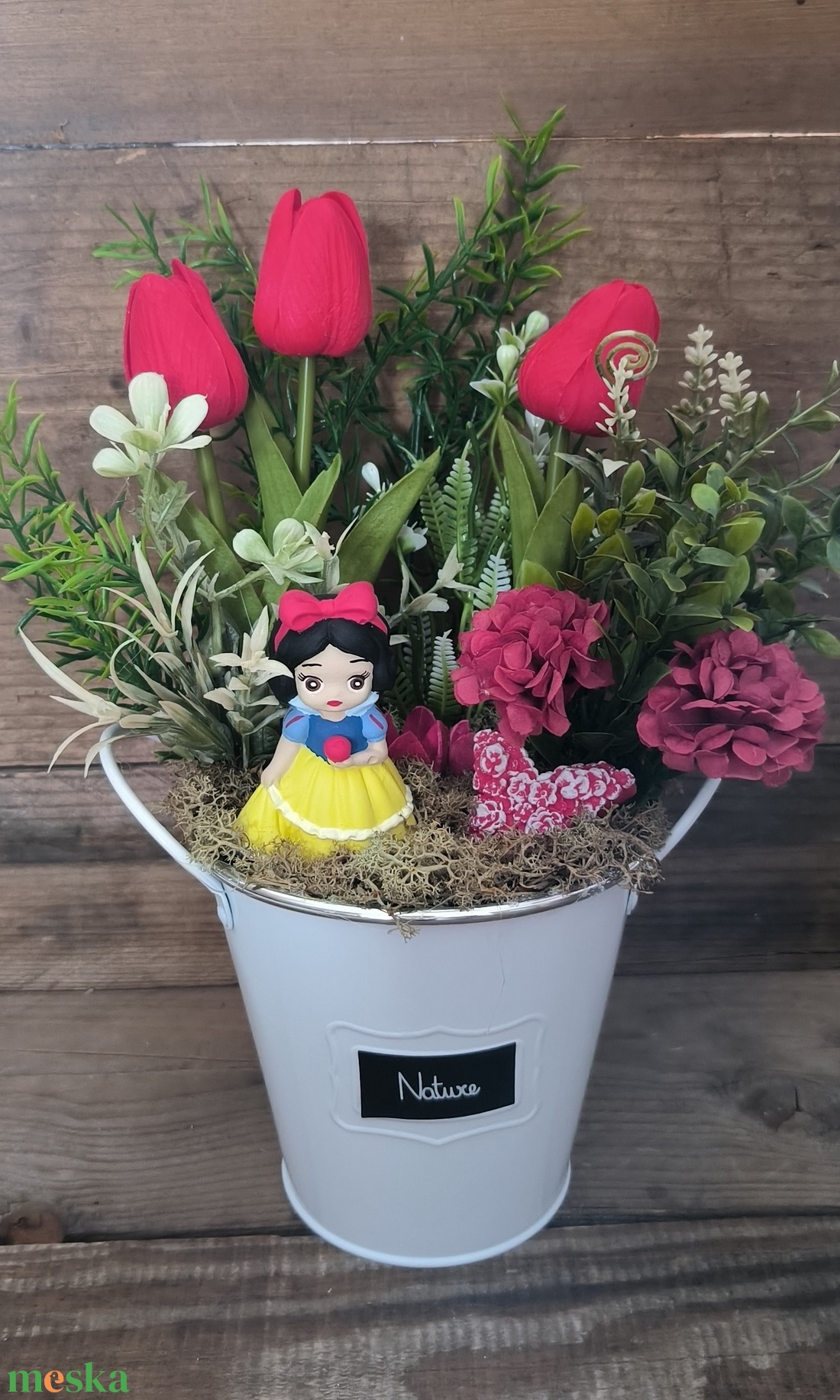 Hófehérke tavaszi vödör - otthon & életmód - virágdekoráció - virágdíszek - asztali virágdísz - Meska.hu