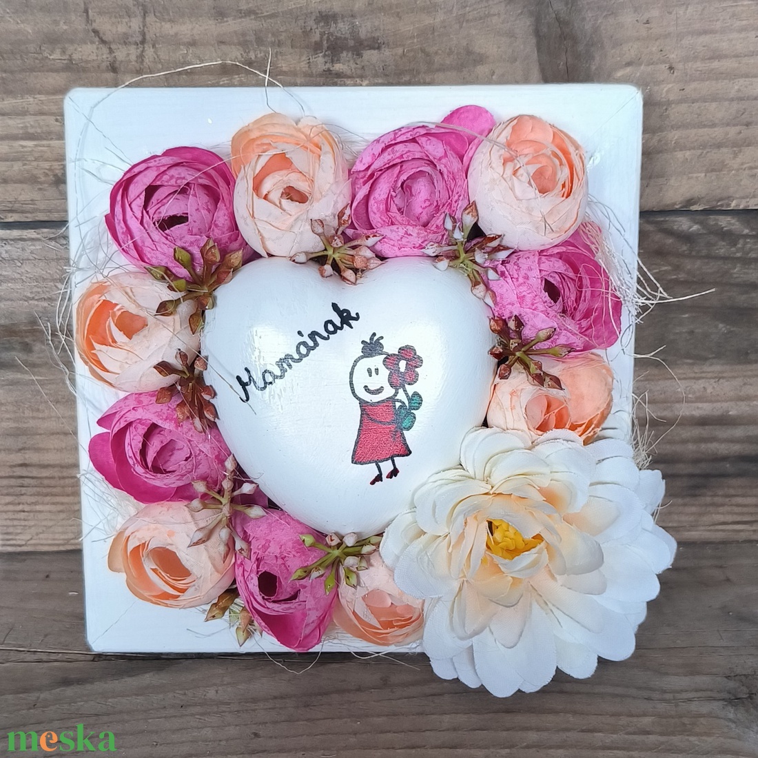 Mamának � szív virágos keretben - esküvő - emlék & ajándék - köszönőajándék - Meska.hu