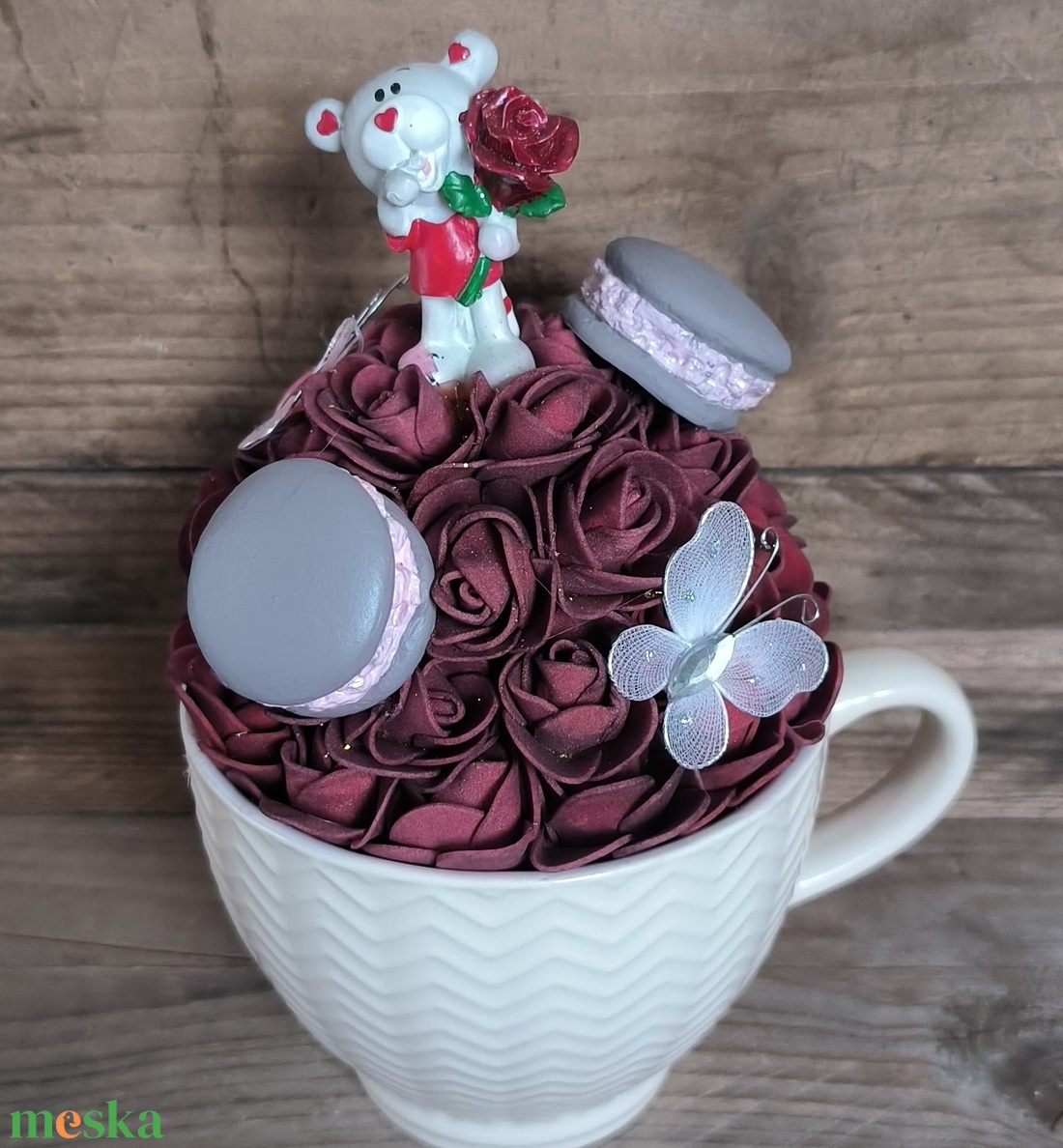 Valentin napi bögrés dísz - otthon & életmód - virágdekoráció - virágdíszek - asztali virágdísz - Meska.hu
