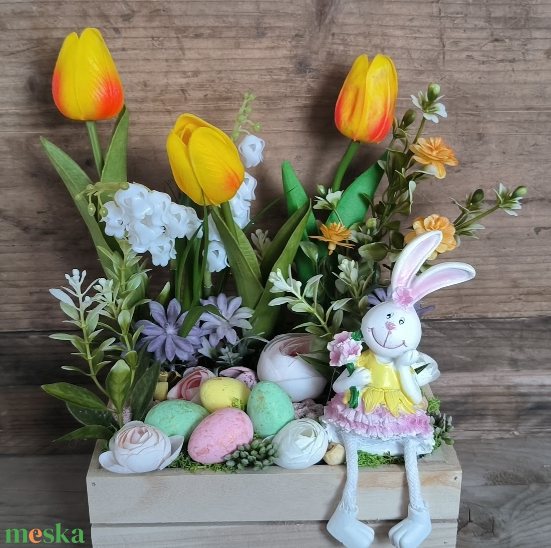 Nyuszis ládika - otthon & életmód - dekoráció - húsvéti asztaldíszek - Meska.hu