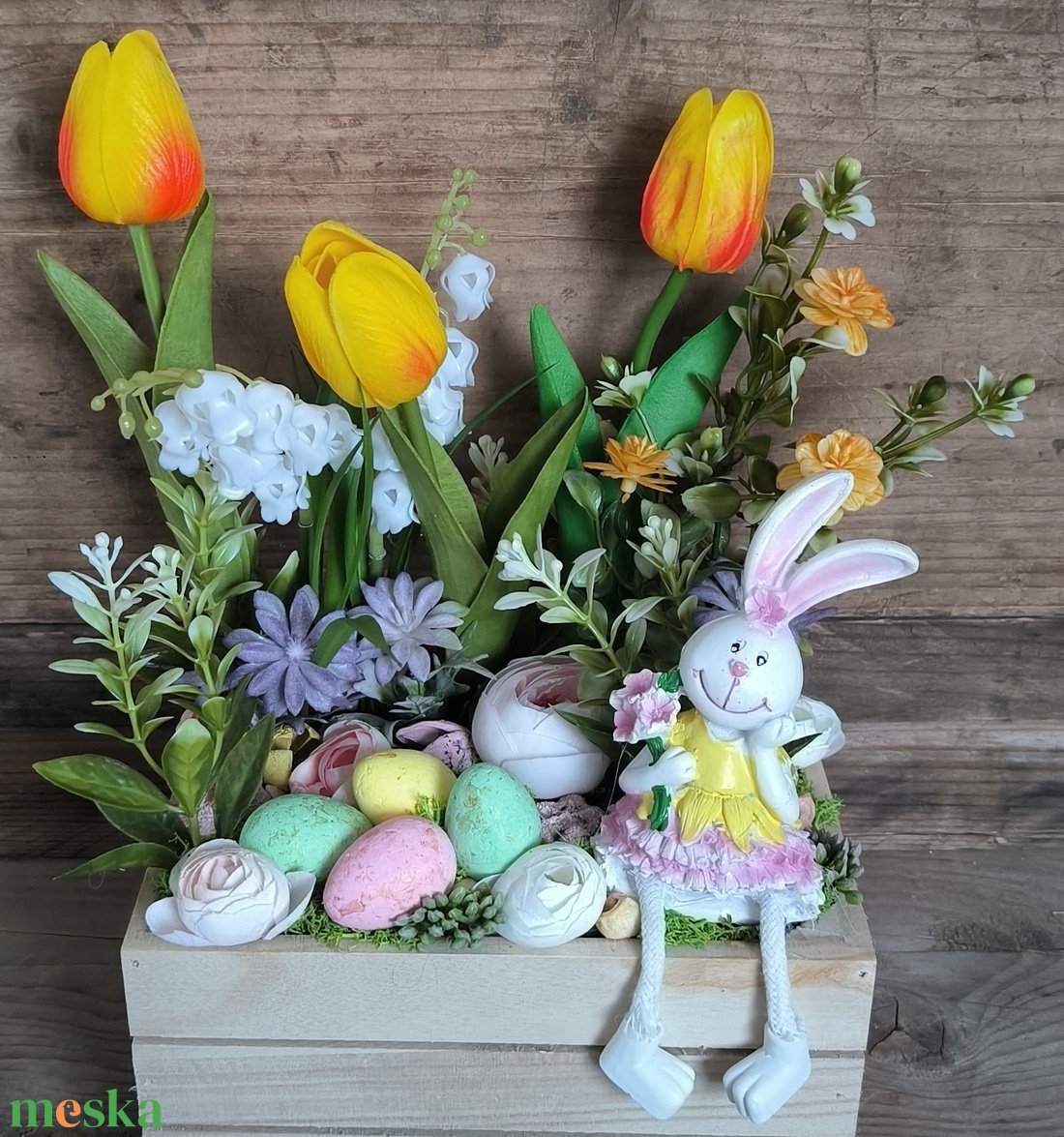 Nyuszis ládika - otthon & életmód - dekoráció - húsvéti asztaldíszek - Meska.hu