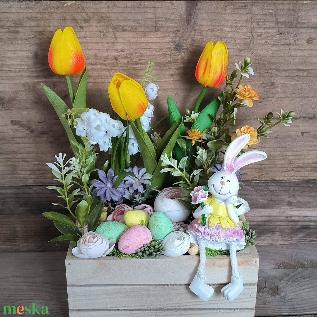 Nyuszis ládika - otthon & életmód - dekoráció - húsvéti asztaldíszek - Meska.hu