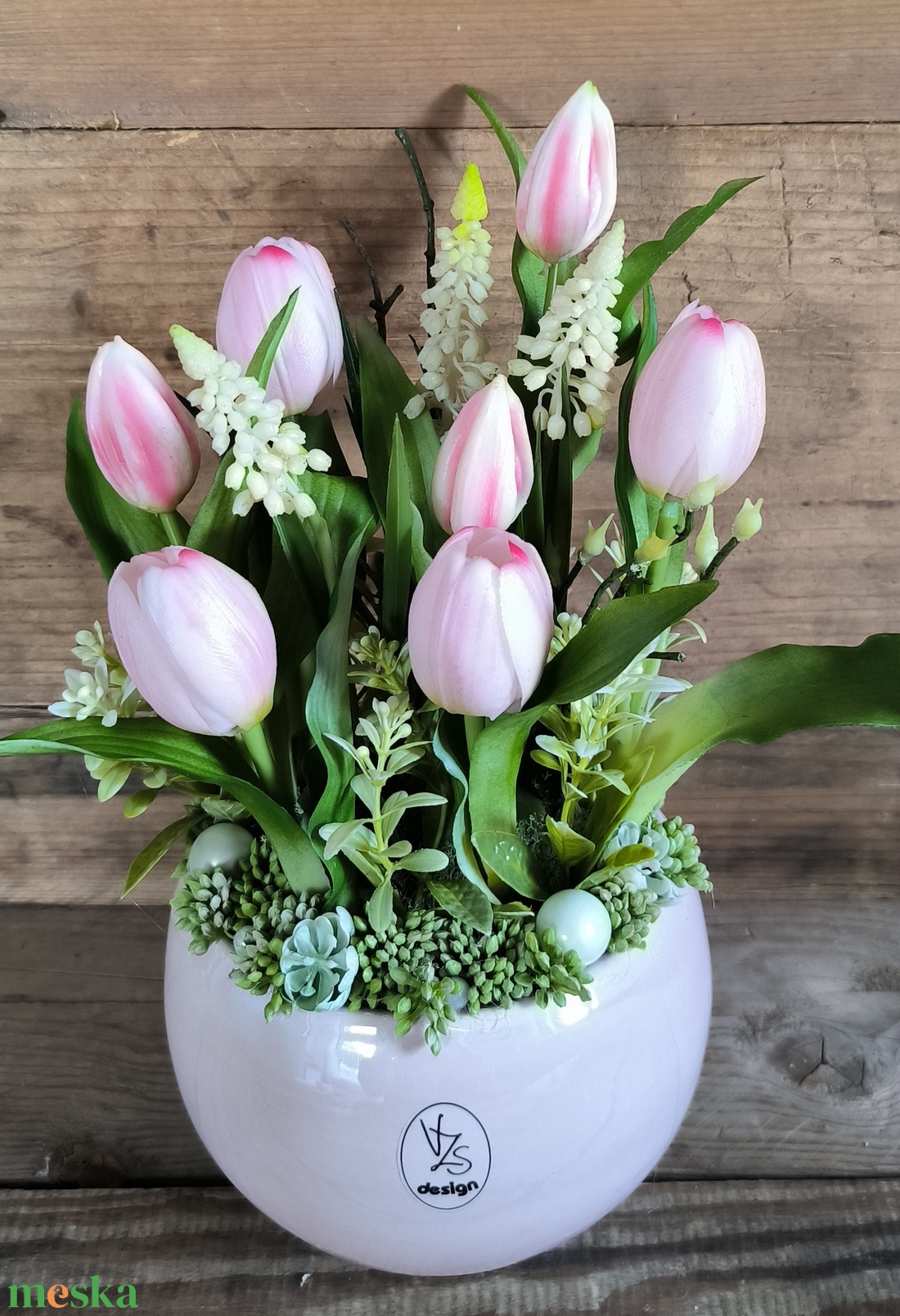 Tulipán gyöngyházfényű VZS kaspóban - otthon & életmód - virágdekoráció - virágdíszek - asztali virágdísz - Meska.hu