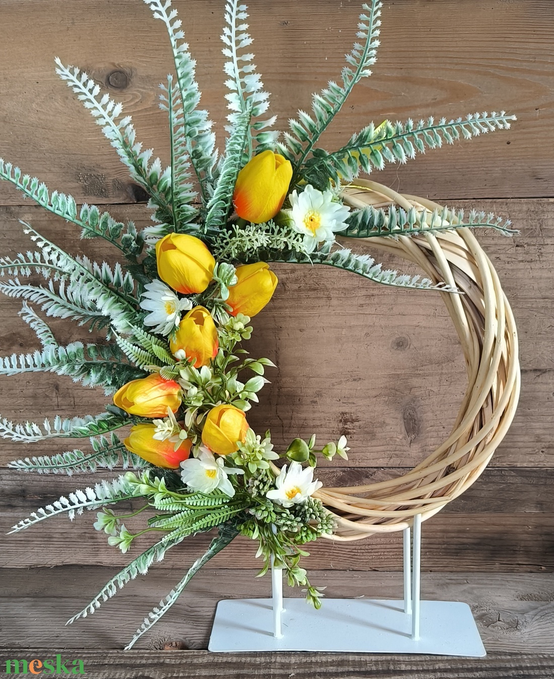 Tavaszi tulipános ajtódísz � 25 cm-es vessző alapon  - otthon & életmód - dekoráció - ajtó- és ablak dekoráció - ajtódísz & kopogtató - Meska.hu