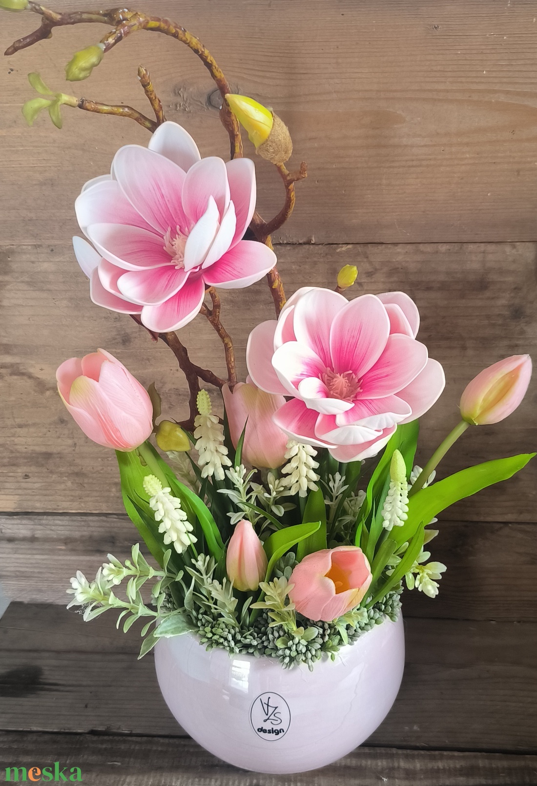 Magnólia gyöngyházfényű VZS kaspóban - otthon & életmód - dekoráció - asztal és polc dekoráció - asztaldísz - Meska.hu