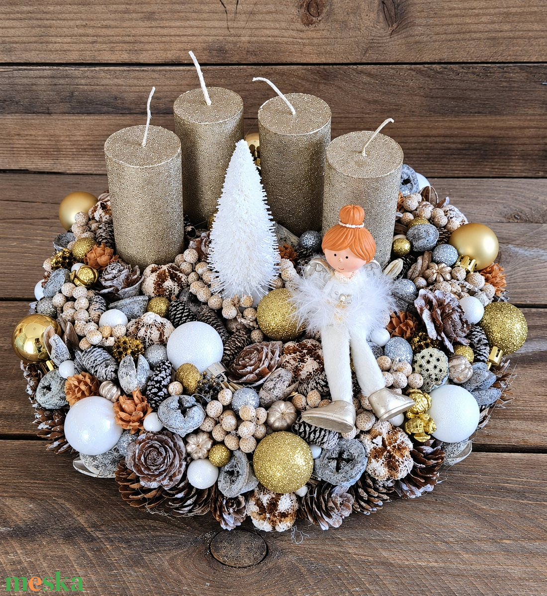 Angyalkás adventi � LED-es - karácsony - adventi díszek - adventi asztaldísz - Meska.hu
