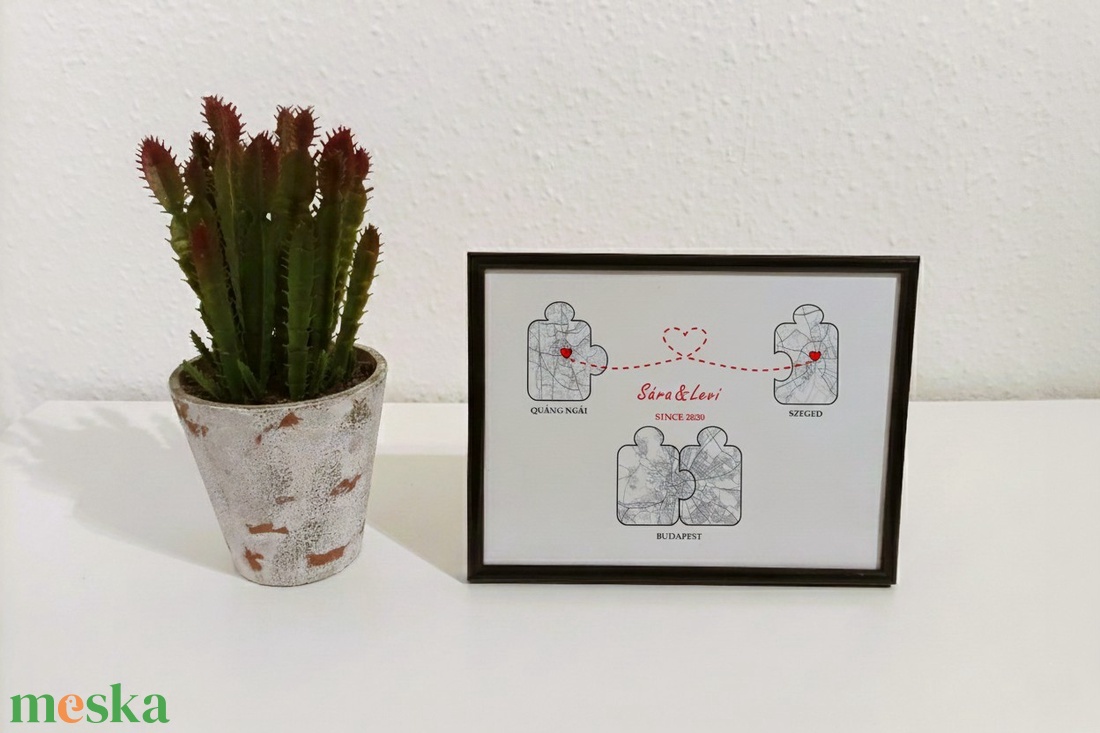 Puzzle love, egyedi ajándék, térkép, évforduló ajándék, első találkozás, szerelem, a mi történetünk, randi, valentin - művészet - grafika & illusztráció - digitális - Meska.hu