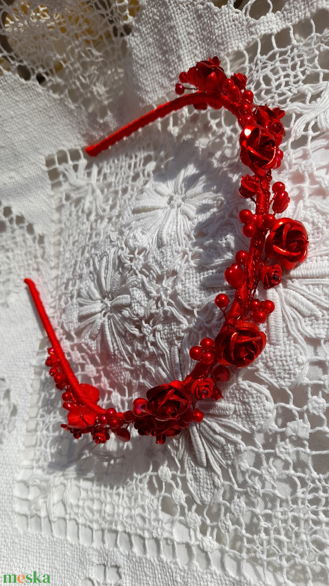 Piros  hajpánt.  - esküvő - hajdísz - hajpánt - Meska.hu