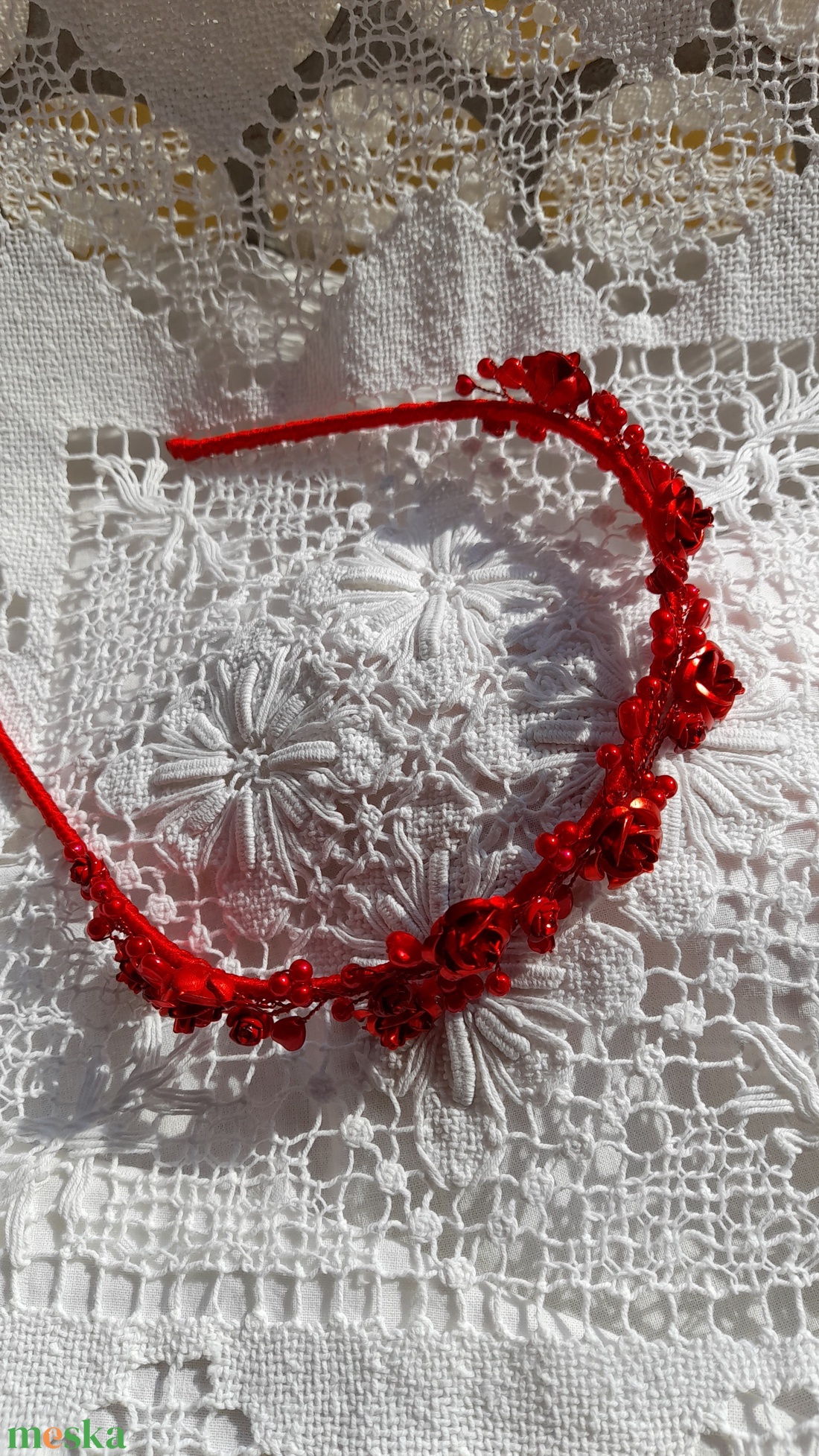 Piros  hajpánt.  - esküvő - hajdísz - hajpánt - Meska.hu