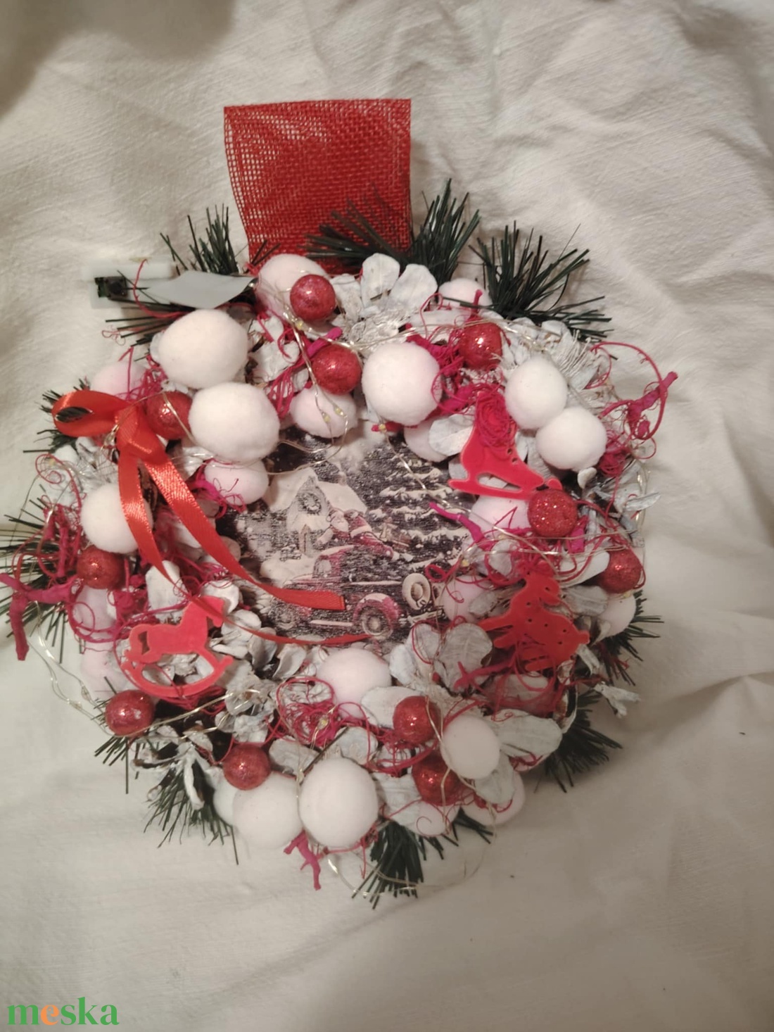 Karácsonyi télapós ajtódísz  - karácsony - adventi díszek - adventi ablakdekoráció - Meska.hu