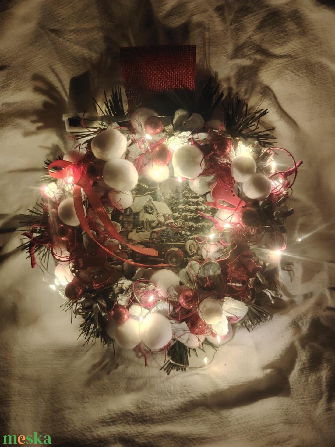 Karácsonyi télapós ajtódísz  - karácsony - adventi díszek - adventi ablakdekoráció - Meska.hu