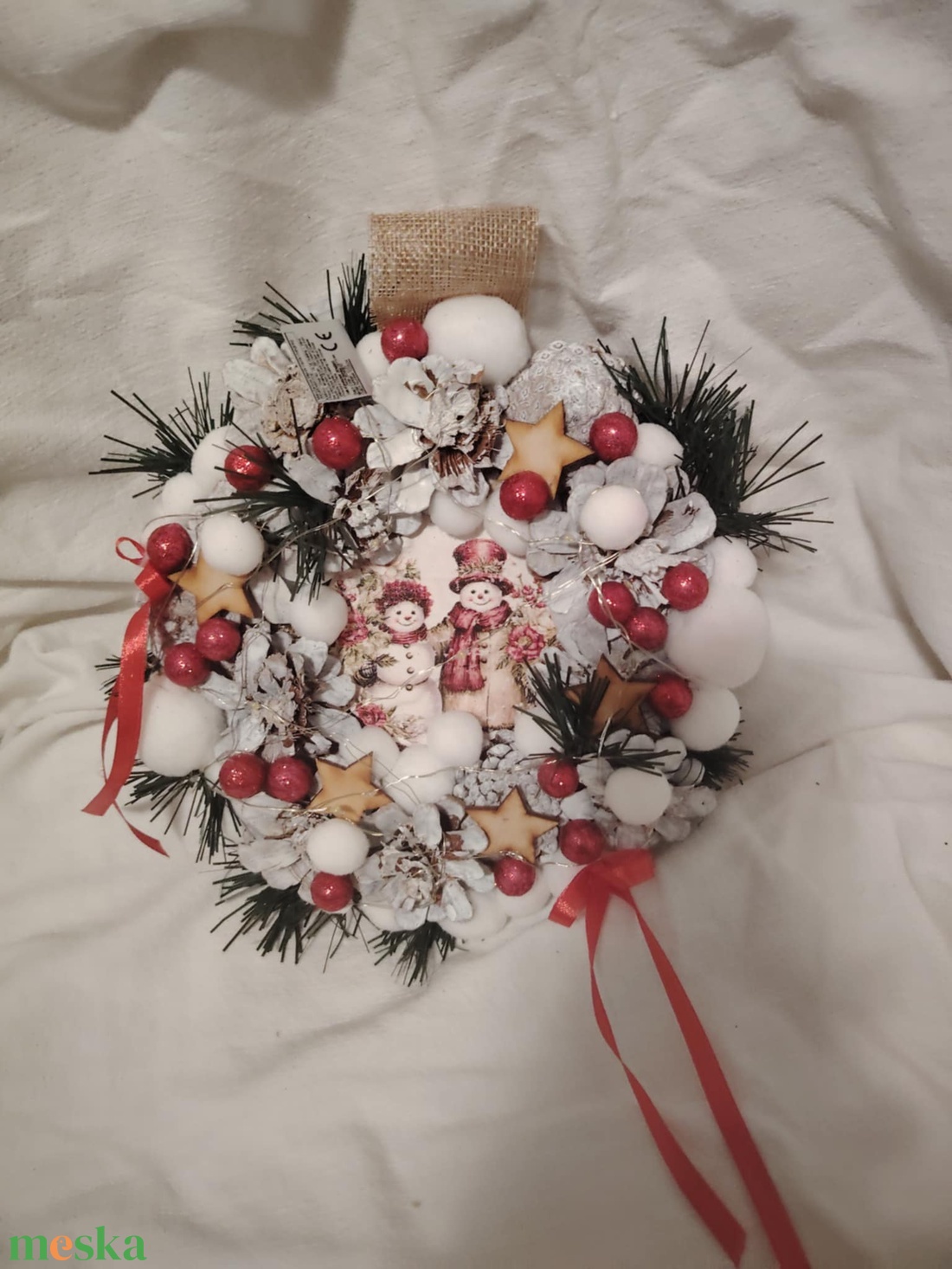 Karácsonyi hóember páros ajtódísz  - karácsony - adventi díszek - adventi ablakdekoráció - Meska.hu