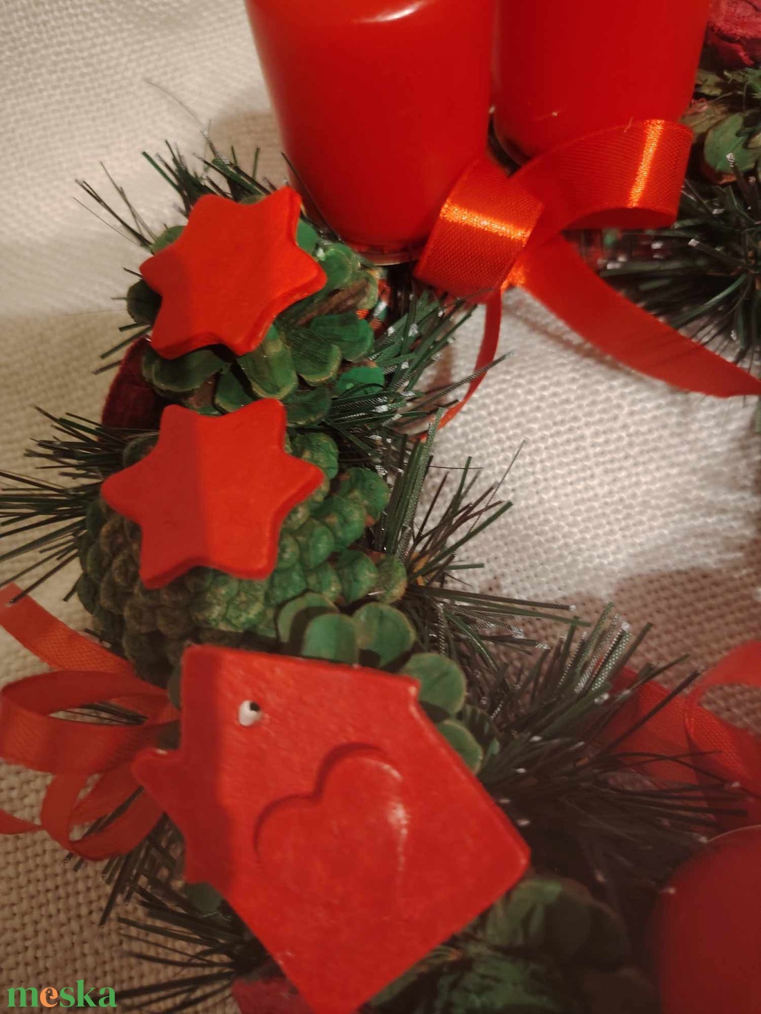 Karácsonyi ajtódísz és adventi koszorú  - karácsony - adventi díszek - adventi koszorú - Meska.hu