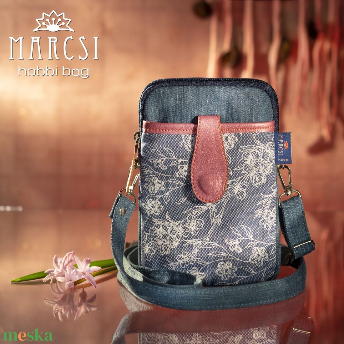 Válltáska, Crossbody, Virágmintás textilből készült, divatos parti táska, fesztivál táska. - táska & tok - kézitáska & válltáska - vállon átvethető táska - Meska.hu