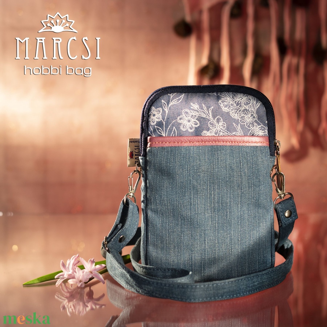 Válltáska, Crossbody, Virágmintás textilből készült, divatos parti táska, fesztivál táska. - táska & tok - kézitáska & válltáska - vállon átvethető táska - Meska.hu