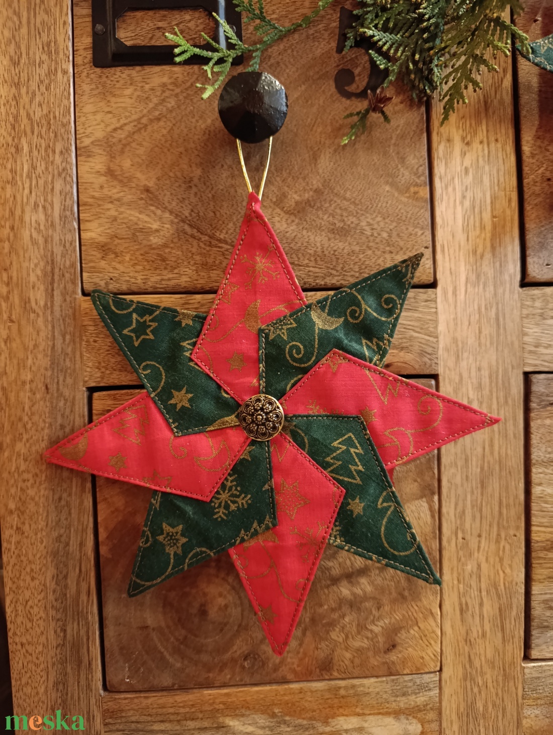 Karácsonyi textil csillag, dekoráció  - karácsony - karácsonyi lakásdekoráció - karácsonyfadíszek - Meska.hu