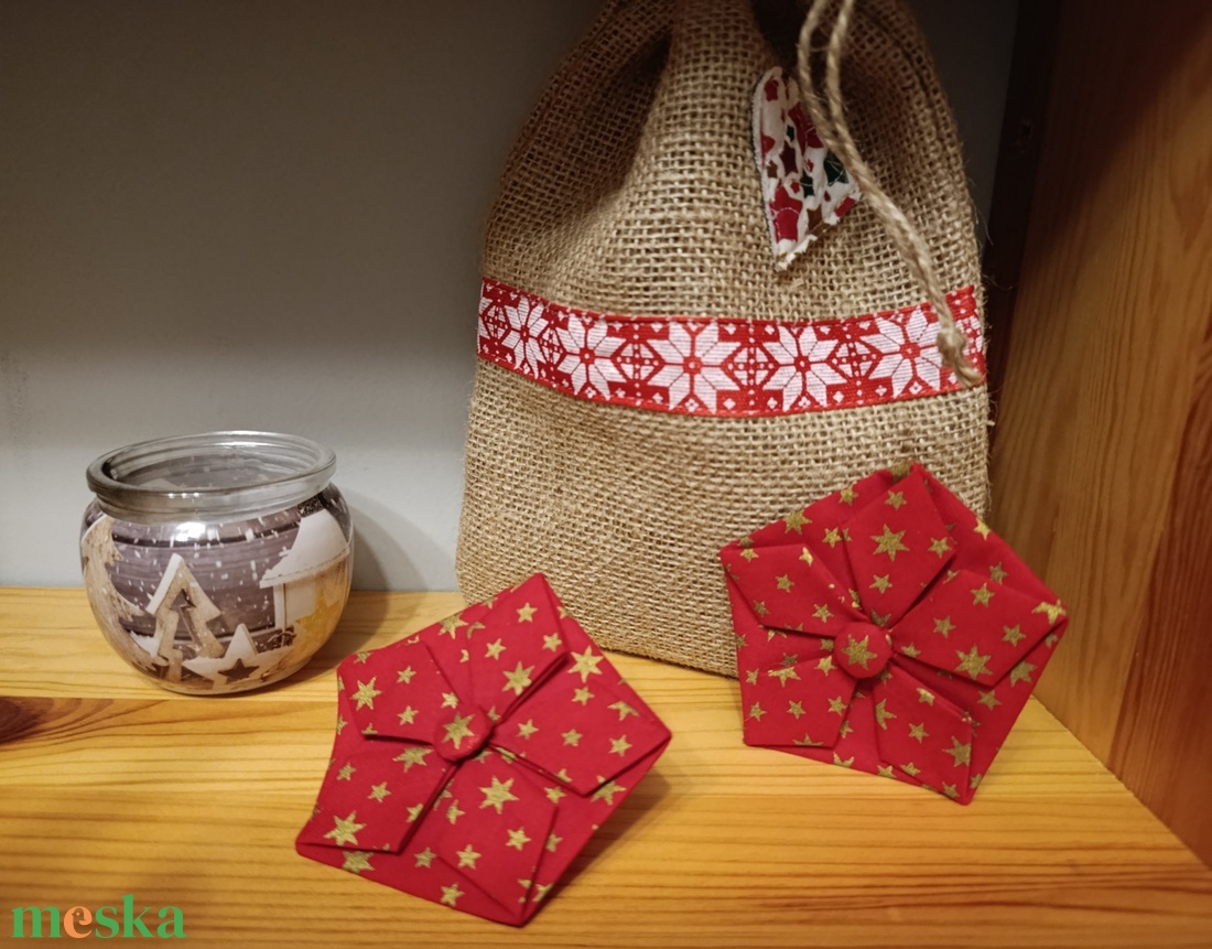 Textil csillag, karácsonyi dekoráció  - karácsony - karácsonyi lakásdekoráció - karácsonyfadíszek - Meska.hu