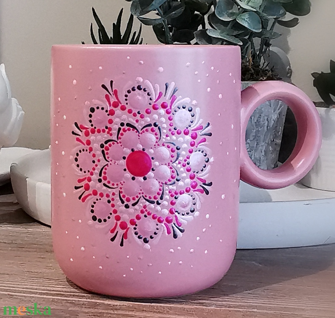 Romantikus,mandalamintás rózsaszín bögre - otthon & életmód - konyhafelszerelés, tálalás - tálalás - bögre & csésze - Meska.hu