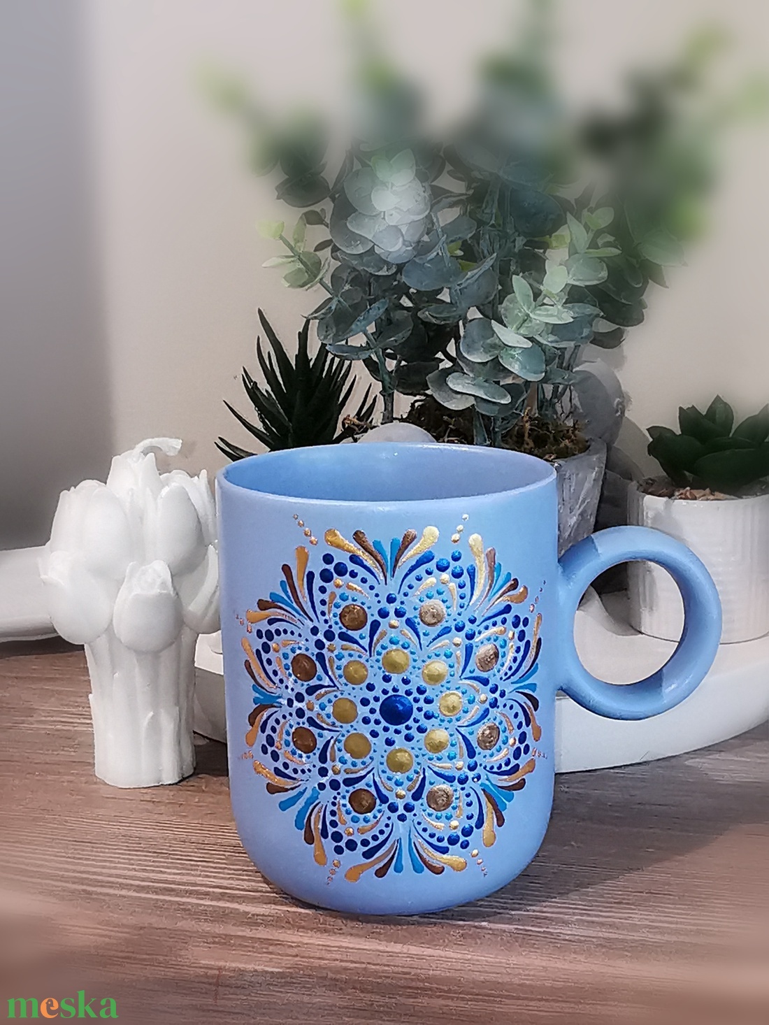 Egyedi, mandalamintás kék bögre - otthon & életmód - konyhafelszerelés, tálalás - tálalás - bögre & csésze - Meska.hu
