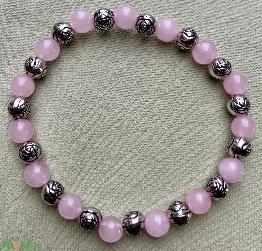 Rózsakvarc ásványkarkötő - ékszer - karkötő - ásványkarkötő - Meska.hu