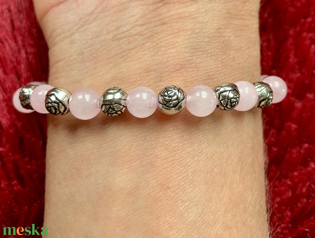 Rózsakvarc ásványkarkötő - ékszer - karkötő - ásványkarkötő - Meska.hu