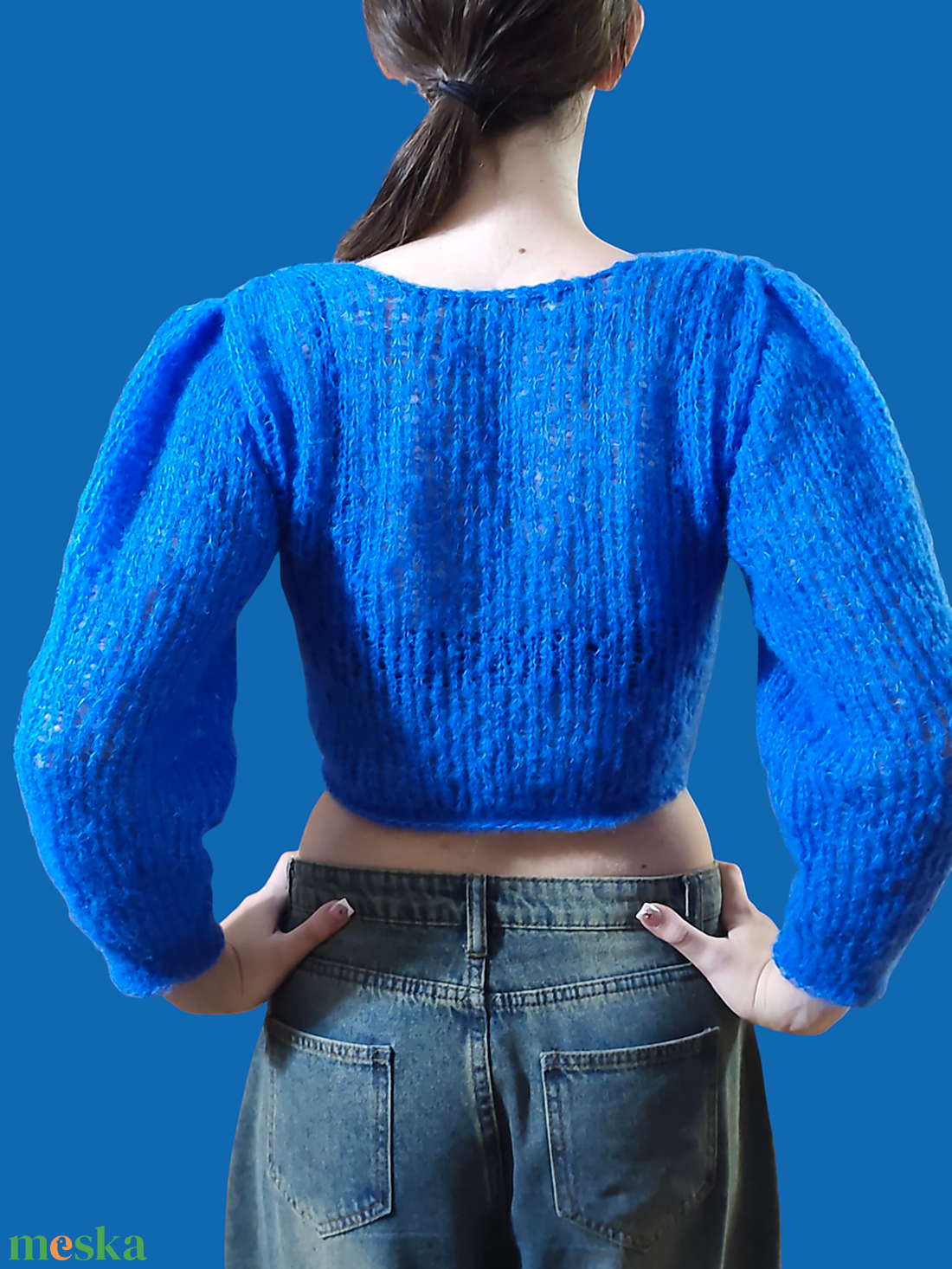 Kék felhő rövid luxus pulover  - ruha & divat - női ruha - pulóver - Meska.hu