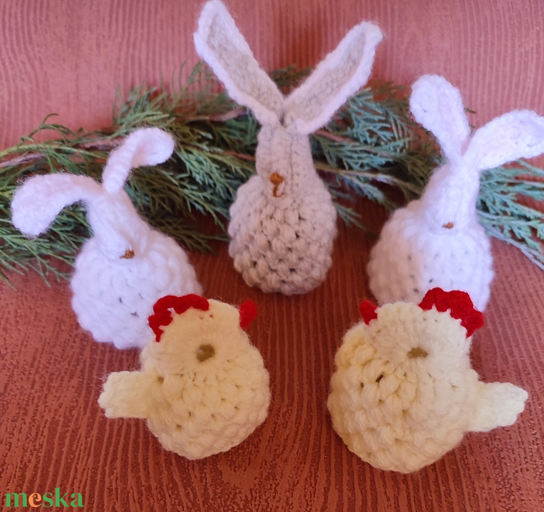Horgolt nyuszik és csibék húsvétra - otthon & életmód - dekoráció - dísztárgy - Meska.hu