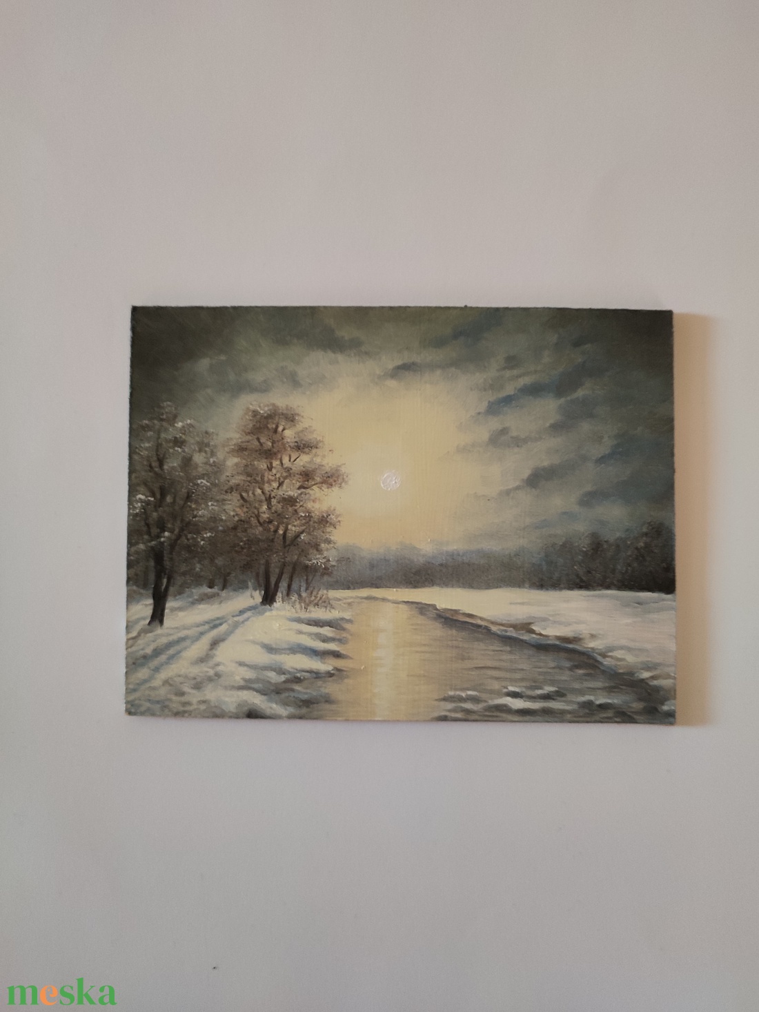 Olajfestmény: Télen a pataknál - művészet - festmény - olajfestmény - Meska.hu