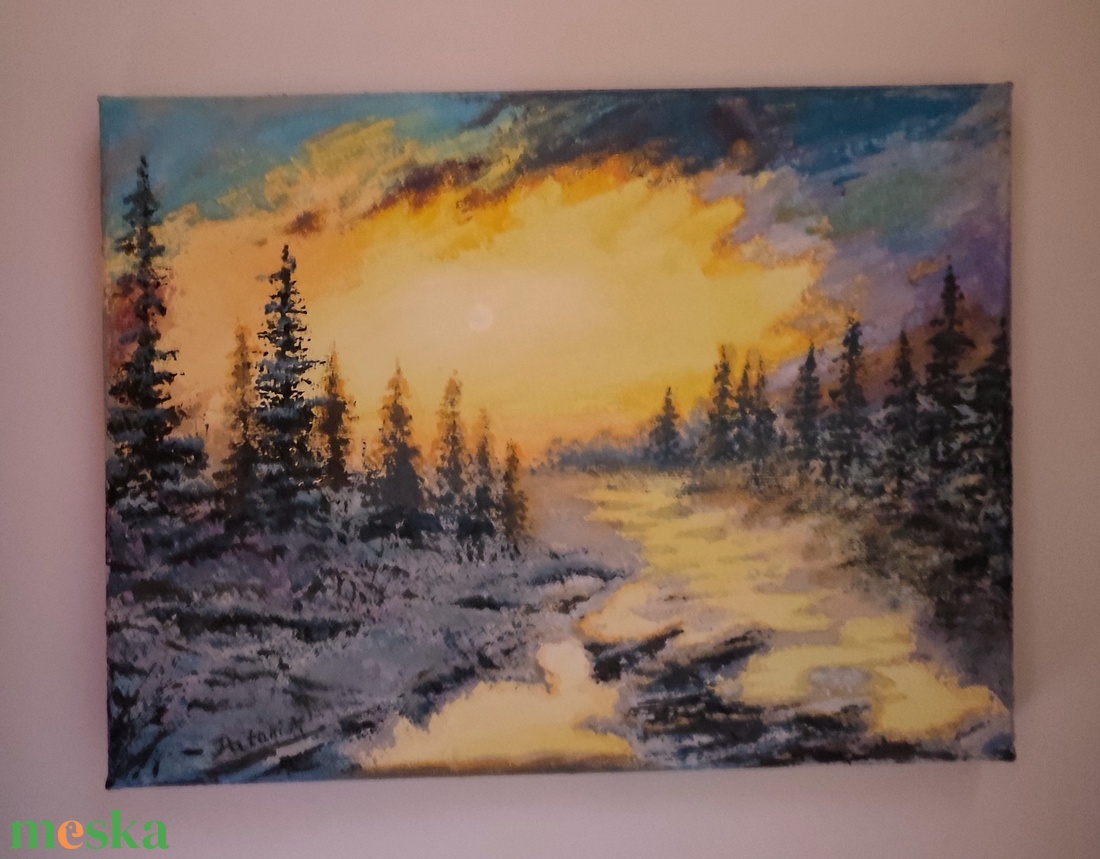 Akrilfestmény: A tél - művészet - festmény - akril - Meska.hu