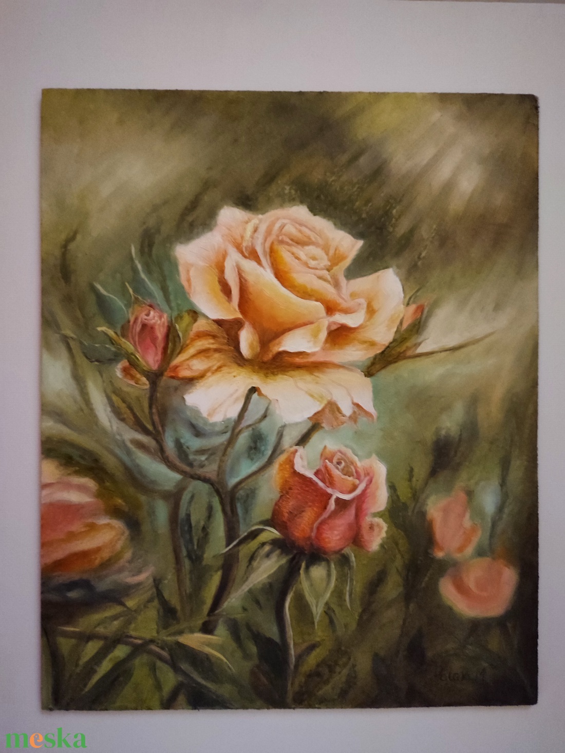 Olajfestmény: Rózsák - művészet - festmény - olajfestmény - Meska.hu