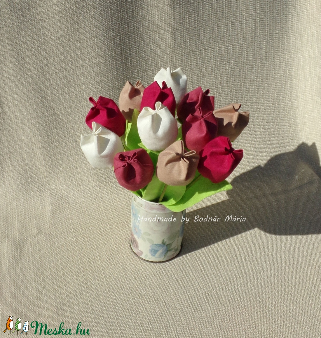 Textil tulipán (12 db, rózsaszín-bézs) - otthon & lakás - dekoráció - Meska.hu