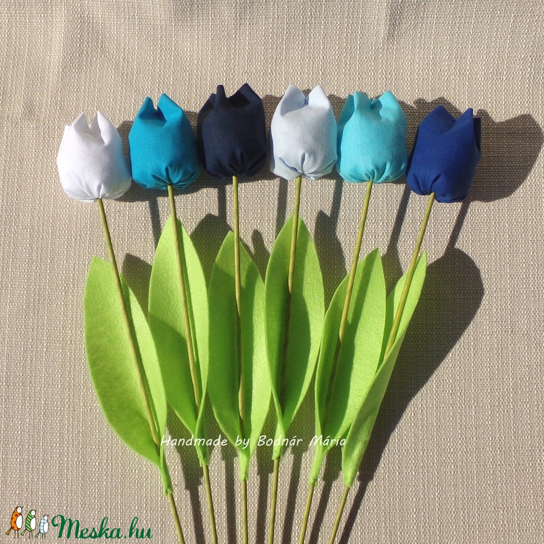 Textil tulipán, kék (Nagy, 6 db) - otthon & életmód - dekoráció - Meska.hu