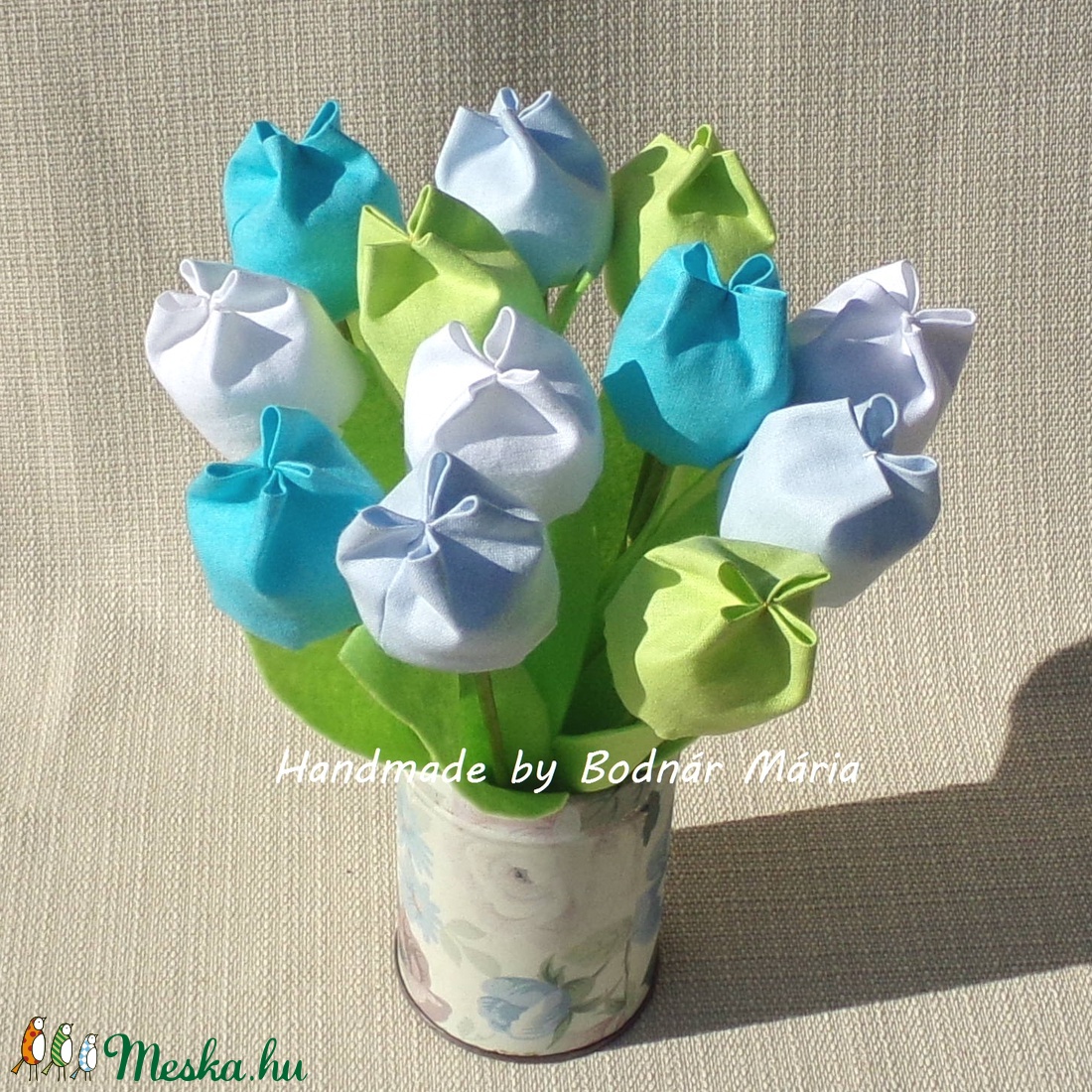Textil tulipán (12 db, baba-kék) - otthon & életmód - dekoráció - Meska.hu