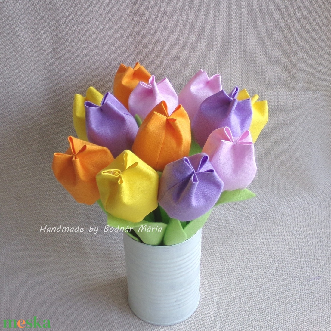 Textil tulipán csokor 2 (12 db, 4 szín) - otthon & lakás - dekoráció - Meska.hu