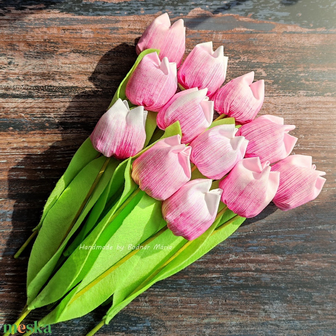 Nőnapi textil tulipán, örök csokor 12 sz/cs rózsaszín-pink - otthon & életmód - dekoráció - virágdísz és tartó - csokor & virágdísz - Meska.hu