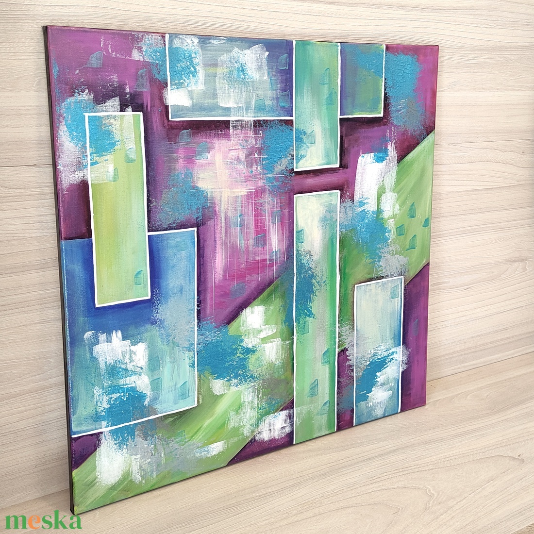 Absztrakt akril festmény, vászonkép - művészet - festmény - akril - Meska.hu