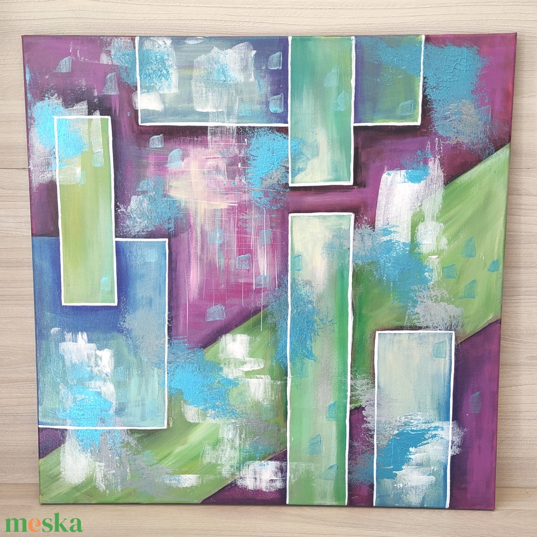 Absztrakt akril festmény, vászonkép - művészet - festmény - akril - Meska.hu